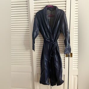 Belted Faux Leather Navy Dress/Coat